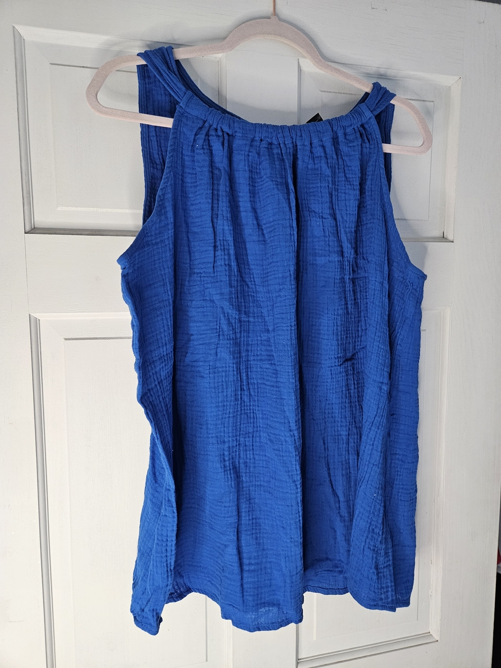 Ashley Stewart Royal Blue Sleeveless Gauze Tank#208